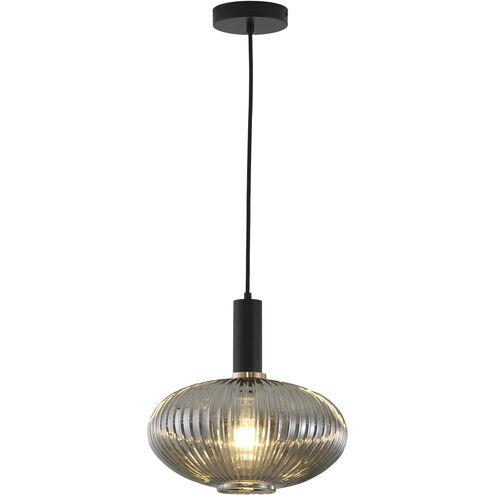 Canada 1 Light 12 inch Black and Antique Gold Pendant Ceiling Light
